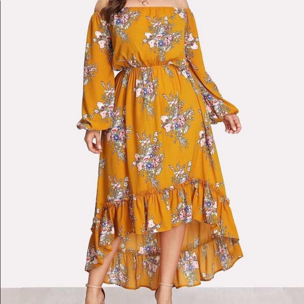 SHEIN Dip Hem Bardot Dress